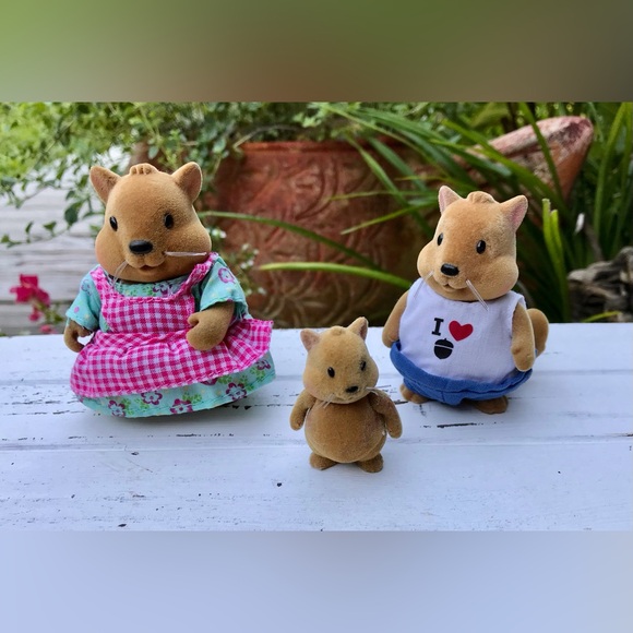 Lil Woodzeez Beaver Family Mouse Kids Felted Flocked Figure Animal Toy Doll - Picture 8 of 14